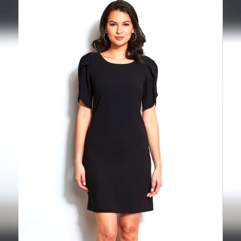 NWT Elie Tahari Stunning Little Black Dress Slit Sleeve, Size 12